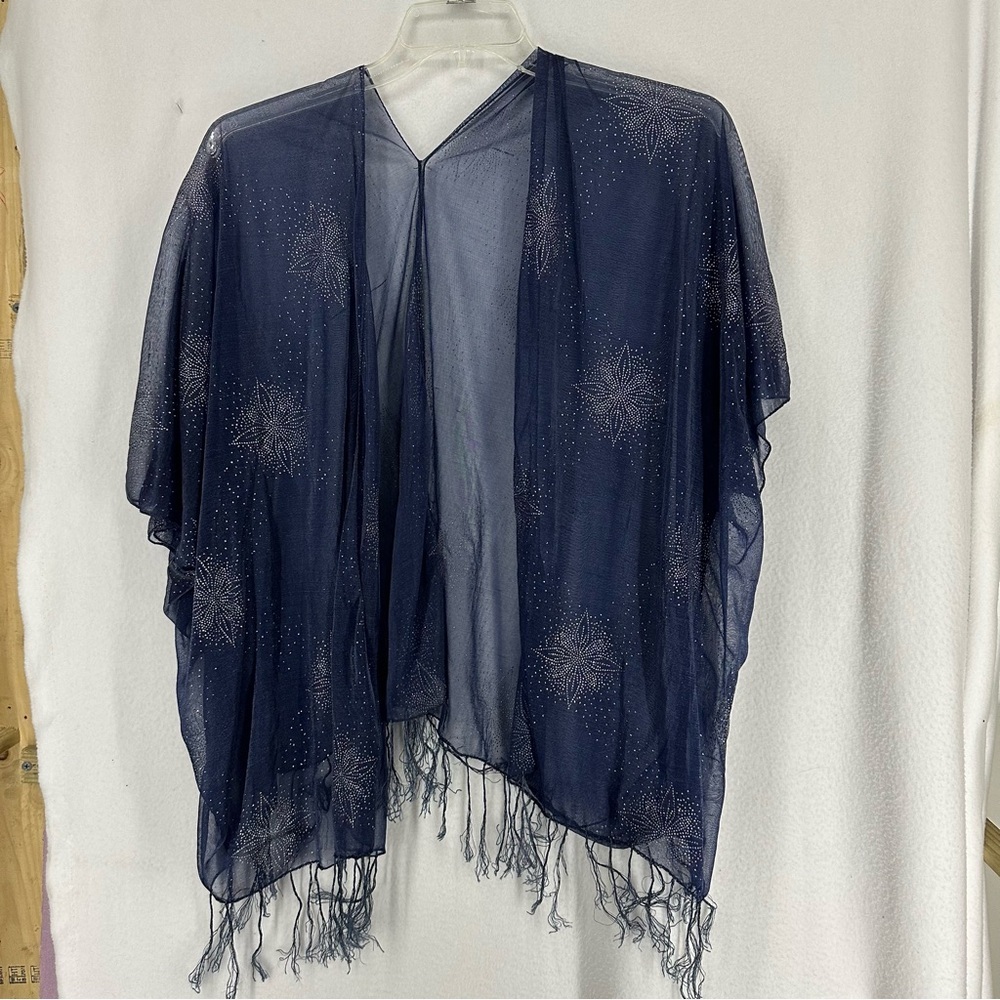 Blue Sparkle‎ Wrap Shall Top Womens Large